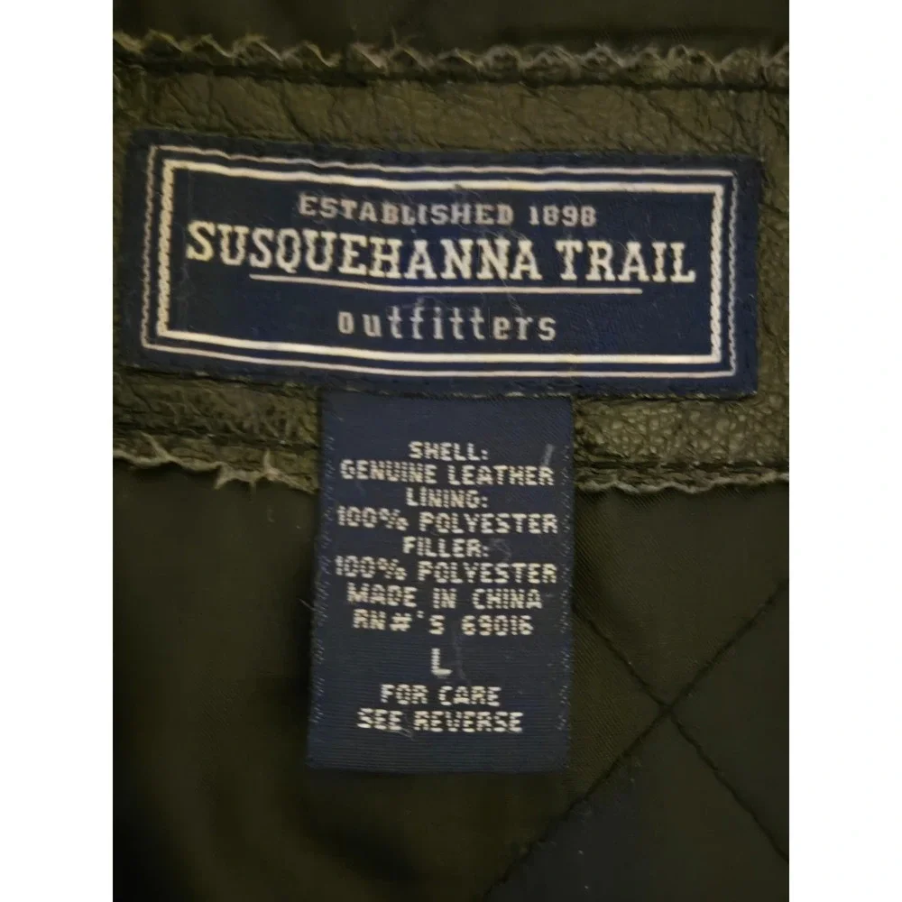 Susquehanna Trail Outfitters Mens Large Bomber Jacket Black Genuine Leather
